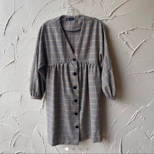 Zara Trf plaid/houndstooth long sleeved babydoll dress